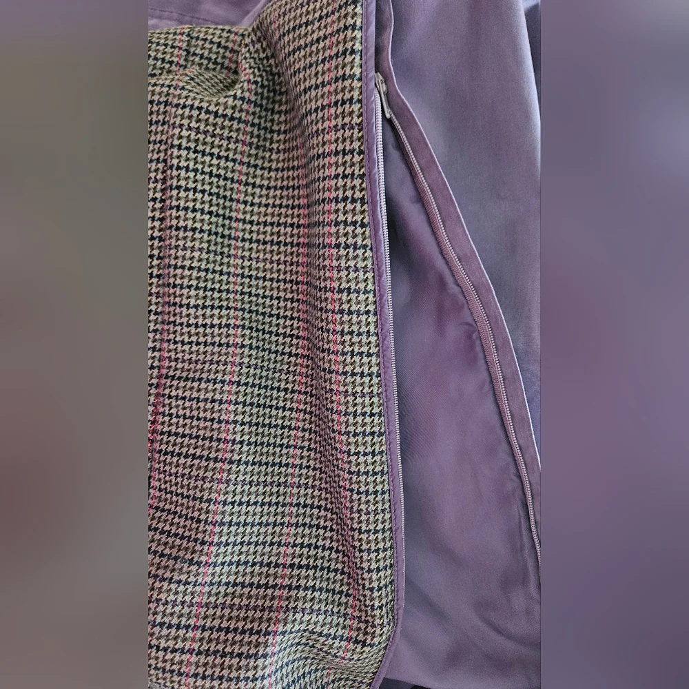 Vintage L.L. Bean Purple Hooded Long Lined Duster Trench Coat Womens Small
